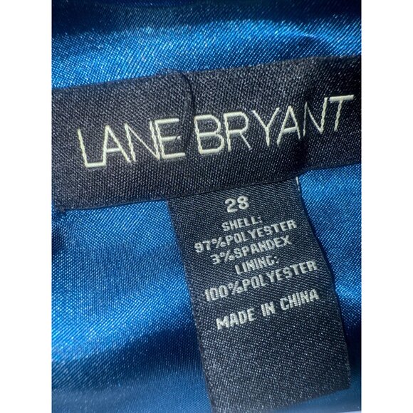 Lane Bryant Womens Blue Satin Belted Jacket Size 28 With Button-Up Front & Long - Picture 5 of 5